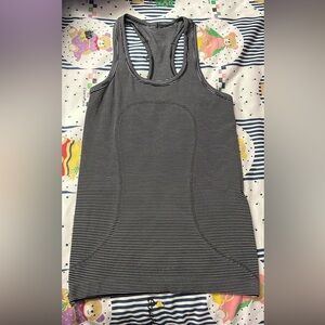 Lululemon black and white striped racerback tank top